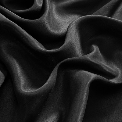 Black Polyester Room-Darkening Waterfall Valance with Scalloped Trim