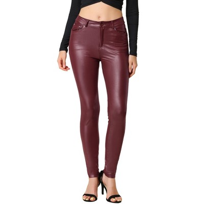 INSPIRE CHIC Women's High Waist Skinny Disco Faux Leather Pants