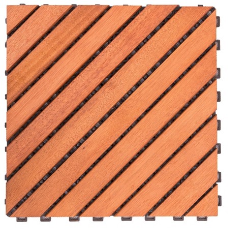 1 ft. W x 1 ft. L Eucalyptus Interlocking Wooden Deck Tile in Brown(Set of 10)