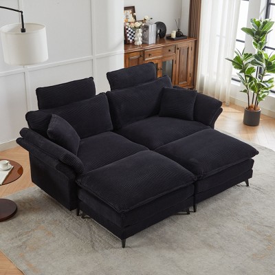 NicBex Couches for Living Room 85.83" Corduroy Sofa Bed 3-seater Modular Sectional Sofa Couch Upholstered Sleeper Sofa with 4 Throw Pillows