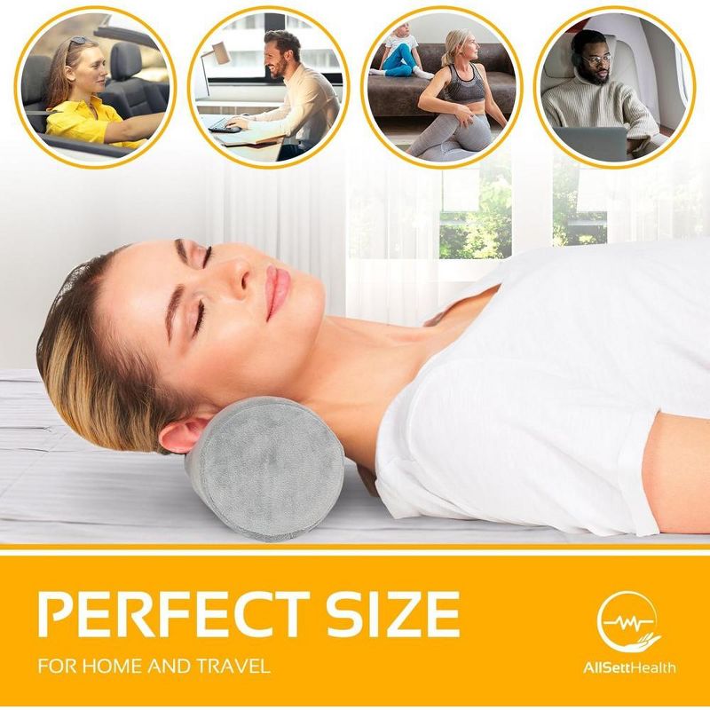 Allsett Health Cervical Neck Roll Memory Foam Pillow, Bolster Pillow, Neck Pillows Support for Sleeping | Bolster Pillow for Legs, Back and Yoga, 4 of 7