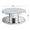 31.5" Round Mirror Pedestal Coffee Table with Fluted Glass Base,Silver Double-Tier Accent Table for Living Room–The Pop Home - 4 of 4