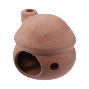 Unique Bargains Ceramic Aquarium Hideaway Rock Cave Fish Tank Decoration Red Brown 3.31x3.19x3.03 inches - 1 of 4