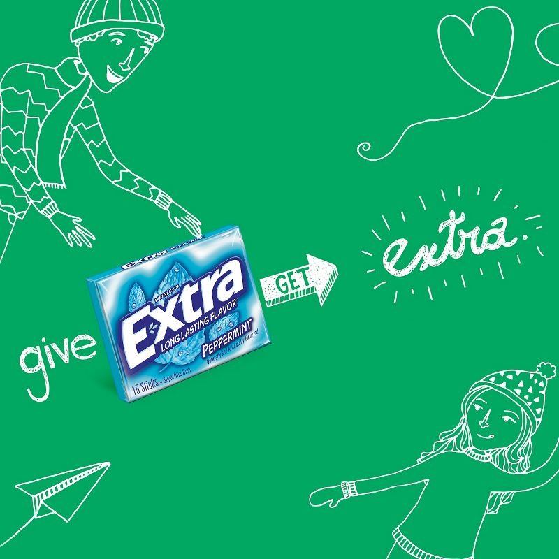 Extra Peppermint Sugar Free Chewing Gum Single Pack - 15 Piece, 3 of 6