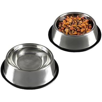 Stainless Steel Pet Bowls with Non Slip Rubber Bottom for Dogs and Cats-Feeder Dish for Food and Water- Set of 2, 16 Oz Each By PETMAKER
