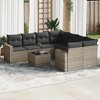 vidaXL Patio Sofa Set with Cushions Outdoor Furniture 9 Piece Poly Rattan - Gray - 2 of 4