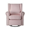Fabric and Pine Swivel Chair with Rolled Arms, Nailhead Accent and Removable Cushion for Living Room - 2 of 4
