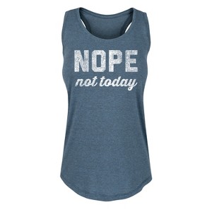 Women's - Instant Message - Distressed Nope Not Today Graphic Racerback Tank - 1 of 4