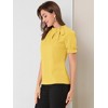 INSPIRE CHIC Women's Bow Tie Neck Solid Color Elastic Cuffs Elegant Office Short Sleeve Blouse - 4 of 4