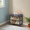 Shoe Bench, Storage Bench, Entryway Bench with Cushion, Shoe Shelf with Seat, Storage Organizer with Foam Padded Seat Linen - 2 of 4
