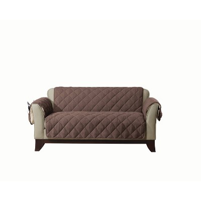 Flannel/Sherpa Loveseat Furniture Cover Chocolate - Sure Fit