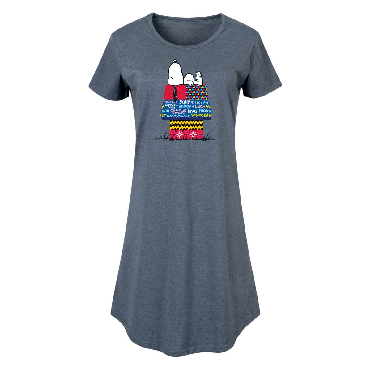 Women's - Peanuts - Snoopy Patchwork Doghouse Graphic T-shirt Dress