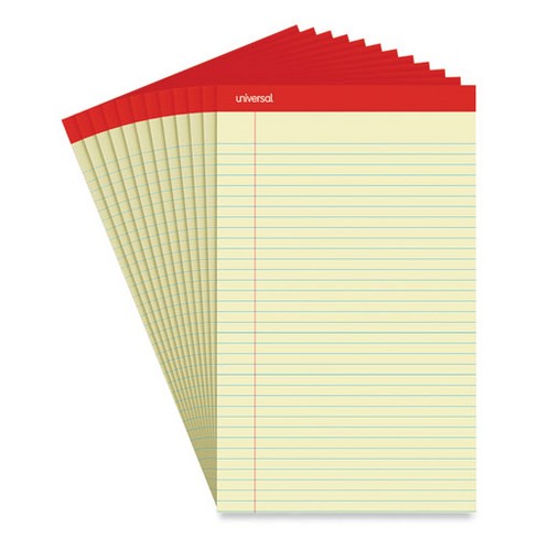 Universal Perforated Ruled Writing Pads, Wide/legal Rule, Red Headband ...