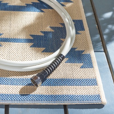 Coastal Charm Blue & Cream Geometric Indoor/Outdoor Rug, 3' x 5'