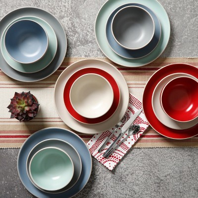 Matte Gray Ceramic 12-Piece Dinnerware Set Service for 4