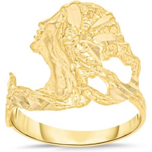 10k Yellow Gold 16mm Mermaid Face Ring - 1 of 4