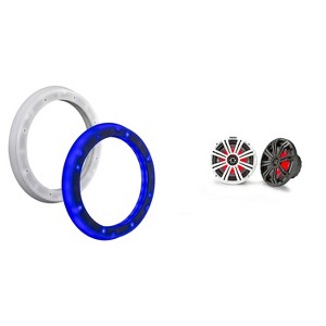 Kicker 45KM84L 8" LED Marine Speakers & 51KLSR88 - 8.8-Inch to 8-Inch LED Adapter Ring Bundle - 1 of 4