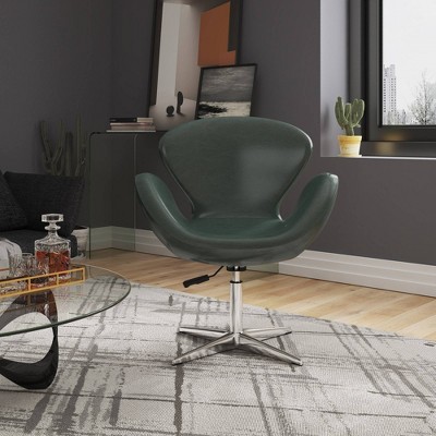 Forest Green Faux Leather Swivel Chair, Set of 2