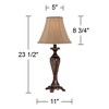 Regency Hill Traditional Vintage Table Lamp 23 1/2" Tall with Dimmer Warm Bronze Candlestick Bell Shade for Bedroom Living Room House Home Bedside - 4 of 4