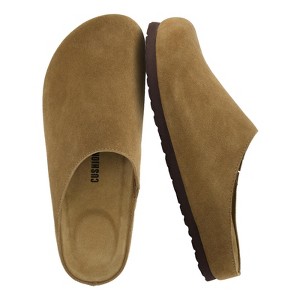 CUSHIONAIRE Heath Genuine Suede Leather Mens Clogs with Memory Foam Comfort, Easy Slip On Slides for Men - 1 of 4