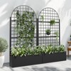PexFix 71" x 35.4" Tall Wrought Iron Garden Arched Trellis with Planter Box Black Outdoor Plant Support for Climbing Flowers Vines Patio Yard Decor - 2 of 4