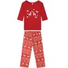 cheibear Christmas Matching Elk Print Long Sleeve Top Cute Print Pants Red Family Pajama Set - 2 of 4
