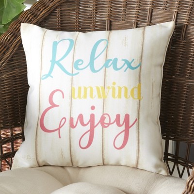 Lakeside Relax Unwind Enjoy Coastal Accent Throw Pillow for Outdoors