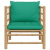vidaXL Bamboo Patio Sofa with Green Cushions - Durable Garden Furniture, Flexible Modular Design, Comfortable Seat Experience - 3 of 4