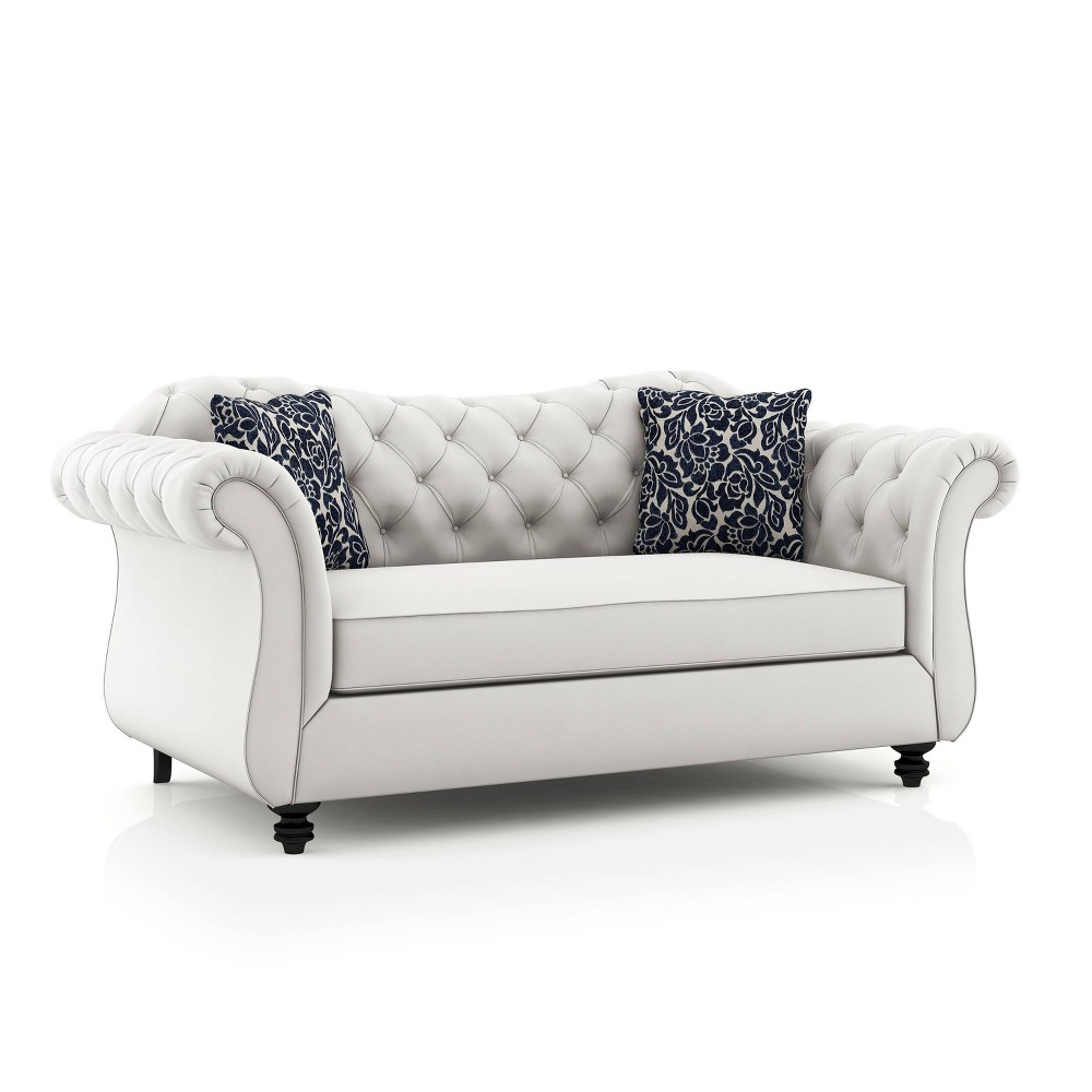 Photos - Sofa Brushwood Button Tufted Loveseat White - Furniture Of America