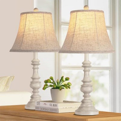 Boersma Traditional Table Lamp Set of 2, Rustic Farmhouse Bedside Lamps Nightstand Lamps with 3-Color Temperature LED Bulbs, Vintage Desk Lamps