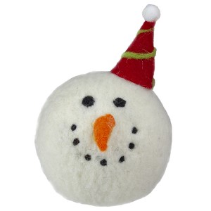 Tii Collections 5" Snowman Head with a Red and Green Striped Hat Christmas Ornament - 1 of 3