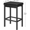 Bar Stools, Set of 2, 24.8-Inch Height Stools, 2" Thick Upholstery, for Kitchen, Dining Room, Cafe, Bar Counter, Black - 3 of 4