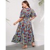 Clearlove Women's Spring and Summer Plus Size Floral V Neck Short Sleeve A Line Long Dress - 4 of 4