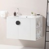 NicBex Floating Wall Mounted Bathroom Vanity with Sink,Bathroom Sink Vanity with Open Storage Shelf,30" Bathroom Sink Cabinet,White/Black - 2 of 4