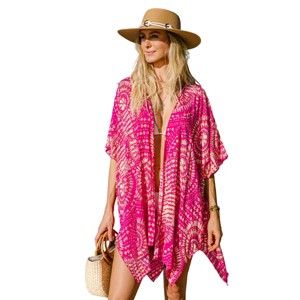 Women's Vibrant Printed Beach Cover Up Cardigan - Cupshe - 1 of 4