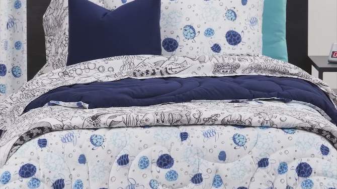 Full/Queen Turtle Time Reversible Kids&#39; Comforter Set Blue - Highlights, 2 of 11, play video