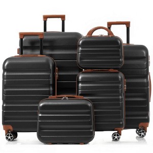 Kumasinova 6Pcs ABS Hardshell Luggage Set,Expandable Travel Suitcase with Lock,12/14/16/20/24/28" Carry-On&Checked Spinner Suitcase Combo - 1 of 4