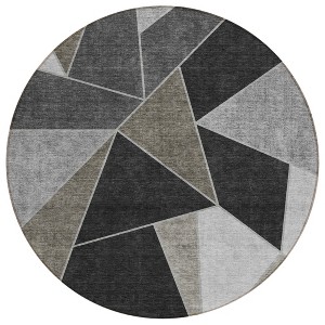 Coffee Charcoal And Gray Geometric Washable Indoor Outdoor Area Rug - 1 of 4