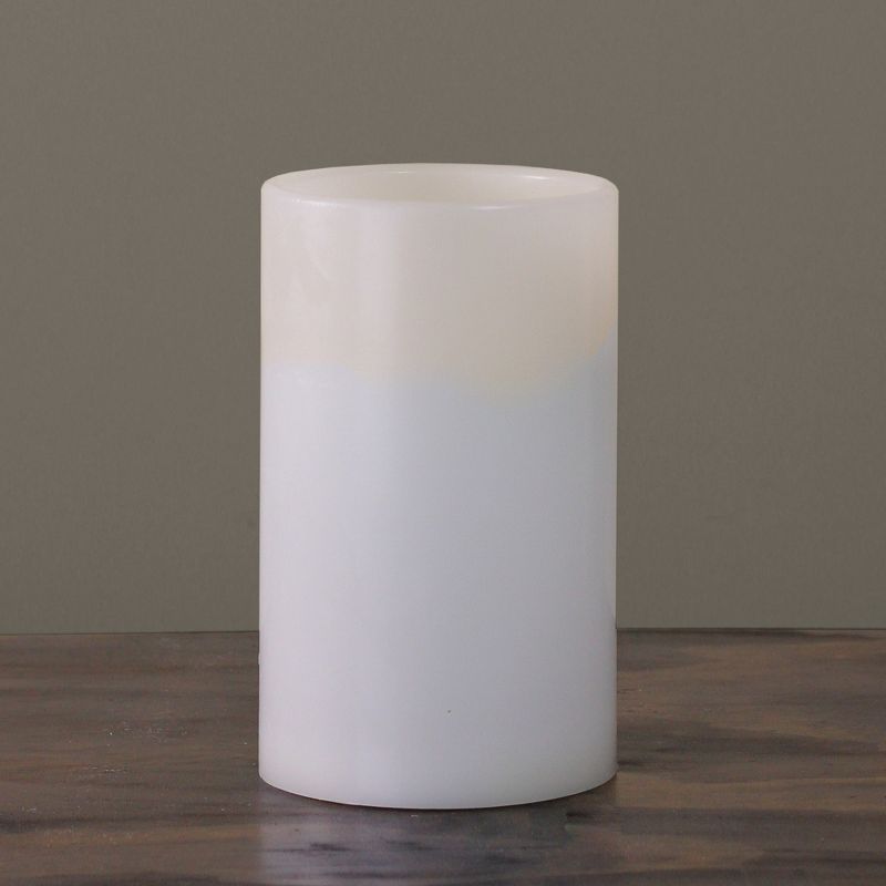 Northlight 10" Prelit LED Battery Operated Flameless 3-Wick Flickering Pillar Candle - White, 3 of 4
