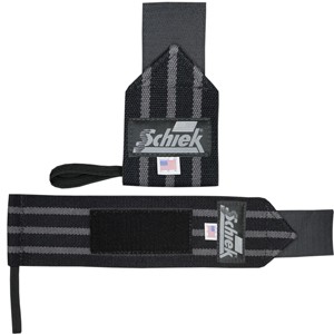 Schiek Sports Black Out Heavyweight Cotton Elastic Wrist Wraps - Black/Silver - 1 of 2