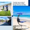 72.83'' Navy Blue Hanging Chaise Lounger with Removable Canopy, Outdoor Swing Chair with Built-in Pillow - 2 of 4
