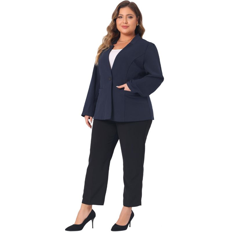 Agnes Orinda Women's Plus Size Button Long Sleeve Office Work Business Suit Blazer Jackets, 3 of 6