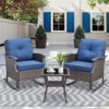 Buenhomino Patio Furniture Set 3 Pieces, Wicker Rocking Bistro Set with Thick Cushions, Outdoor Rocker Chairs and Coffee Table for Porch, Backyard - 2 of 4