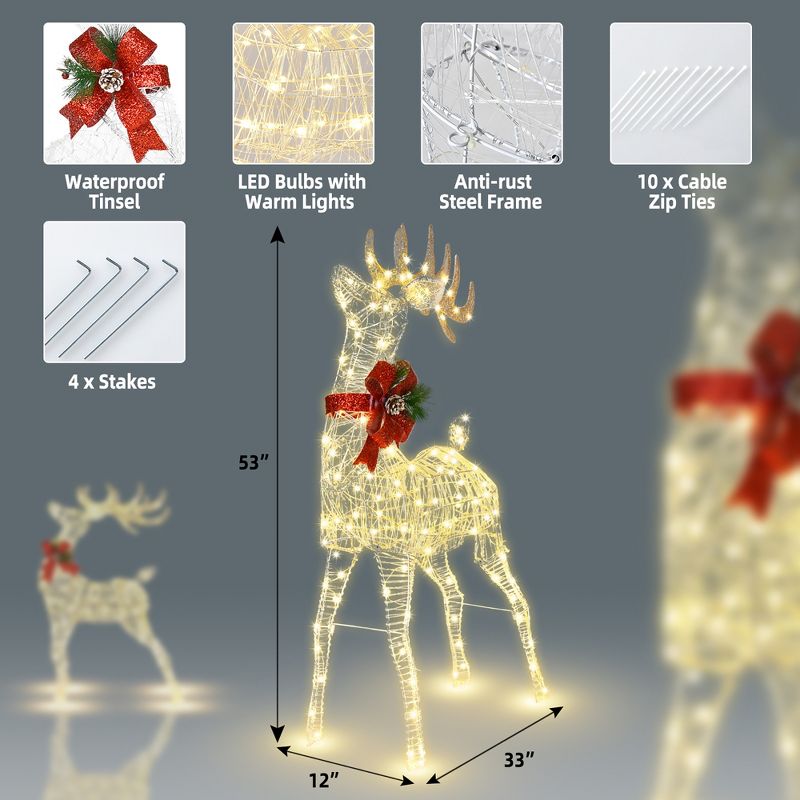 4.4FT Lighted Standing Reindeer Christmas Decoration Pre-Lit 120 LED Bulbs, 5 of 11