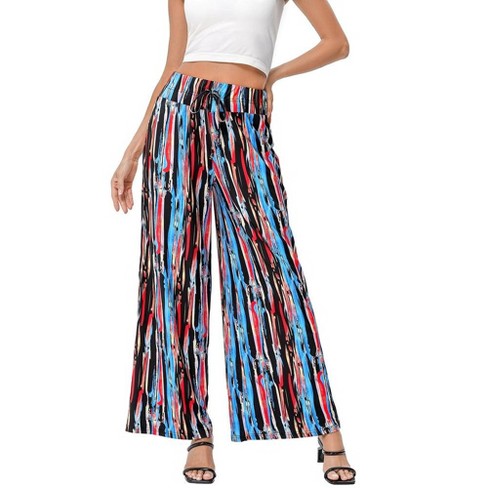 Whizmax Women s Wide Leg Pants Casual Palazzo Summer Flowy Pants Elastic High Waist Lounge Drawstring Long Trousers Multi color 3xl Target