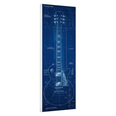 Blueprint Guitar In Blue Wall Art