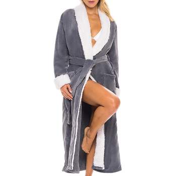 ADR Women's Plush Fleece Bathrobe for Winter, Warm Cozy Bath Robe