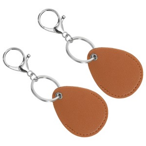 Unique Bargains PU Leather Keychain Holder ID Key Cards Key Fobs with Rings 2 Pcs - 1 of 4