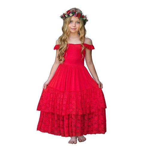 Ruby Red Tiered Lace Ruffle Maxi Dress Mia Belle Girls : Target