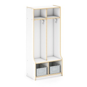 Guidecraft EdQ 2-Section Wooden Storage Locker with Bench Seat for Classroom, Kids Cubby Organizer with Shelves and Hooks for Coats - 1 of 4